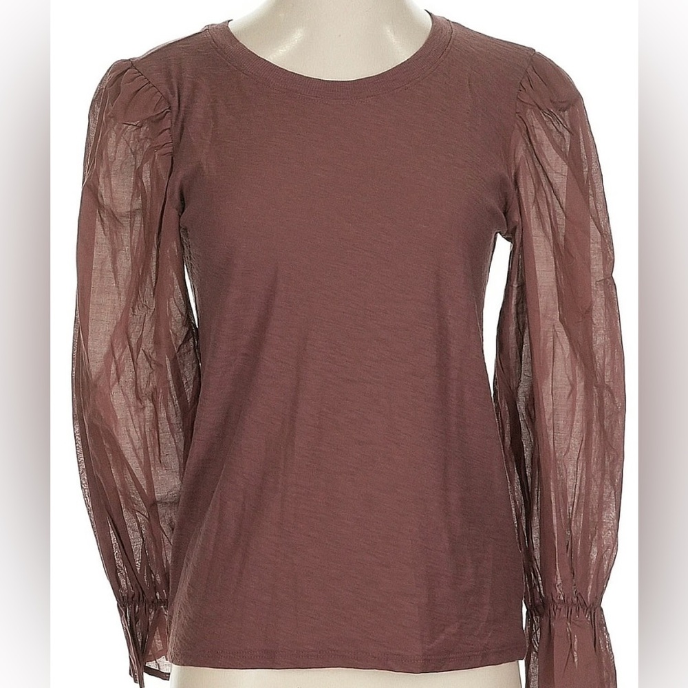 Nation LTD Carly Voluminous Contrast Top Puff Sleeve Pinot Noir in Brown - Picture 5 of 8